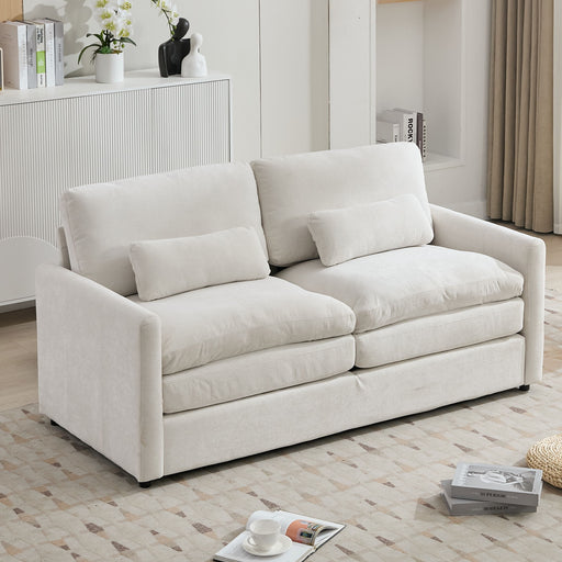 Giga cozy upholstered cushion loveseat sofa for living room, stationary design with plush fabric and comfortable seating.