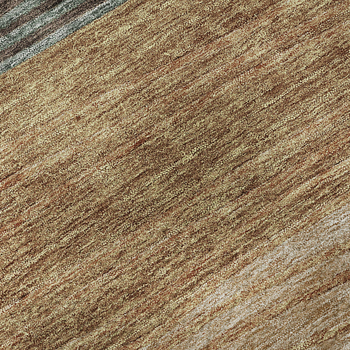 10' X 14' Striped Washable Area Rug With UV Protection - Terra Cotta