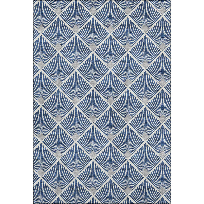 10' X 14' Abstract Geometric Washable Area Rug With UV Protection (672707) - Navy Blue / Ivory