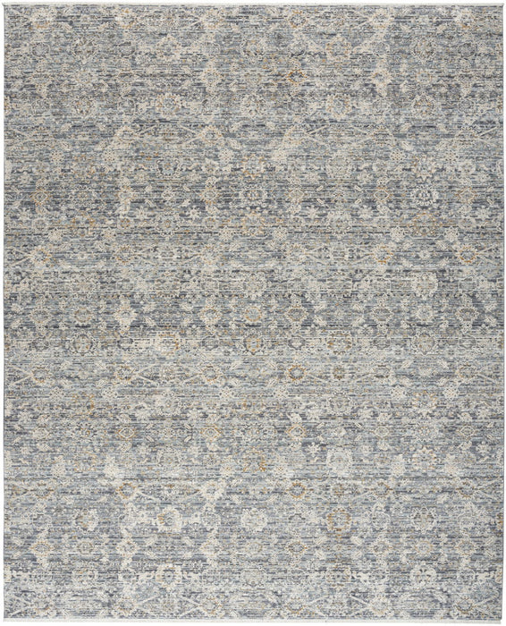 8' X 10' Floral Distressed Area Rug With Fringe (546548) - Charcoal / Brown / Ivory
