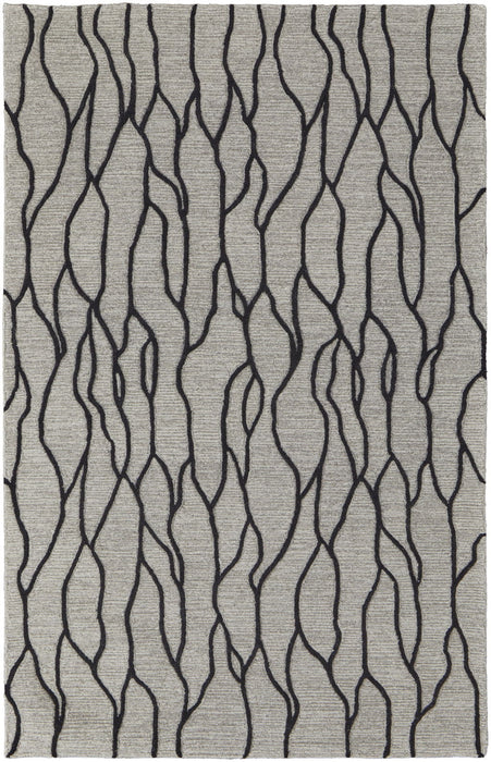 10' x 13' Wool Abstract Tufted Handmade Stain Resistant Area Rug - Taupe Black And Gray