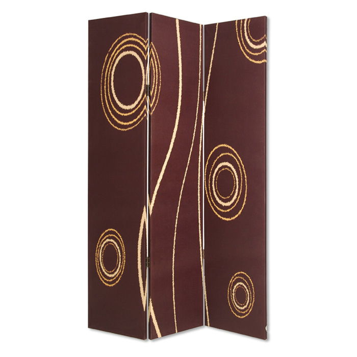 48" x 72" Wood Canvas 3 Panel Screen - Dark Brown