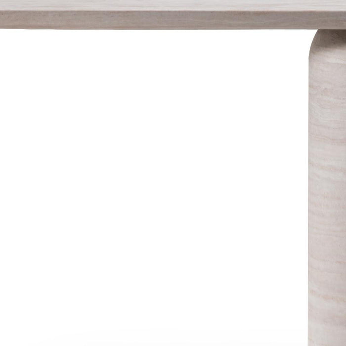 Genuine Marble And Stone Pedestal Console Table - Beige