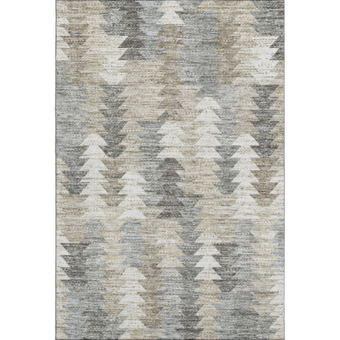 9' X 12' Geometric Washable Area Rug With UV Protection (653151) - Taupe / Ivory / Gray