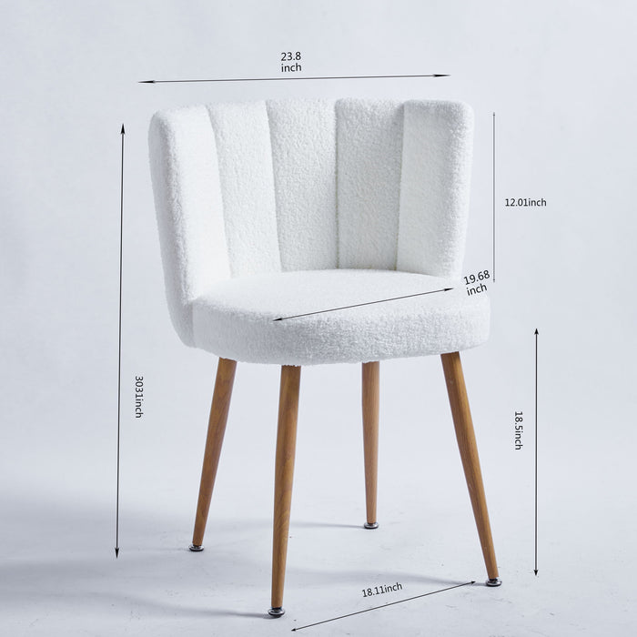 Set of 2 Giga modern dining chairs with wood-colored iron tube legs, cushioned seats, and supportive backrests for dining or living rooms.