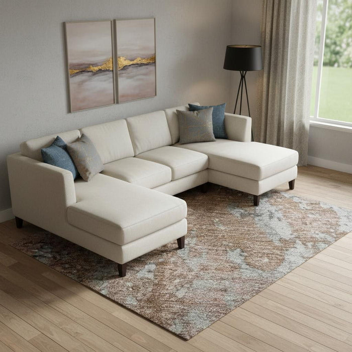 10' X 14' Abstract Washable Area Rug With UV Protection (701467) - Rust / Gray