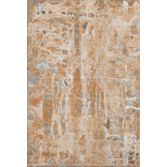 10' X 14' Abstract Washable Area Rug With UV Protection (718520) - Orange / Ivory