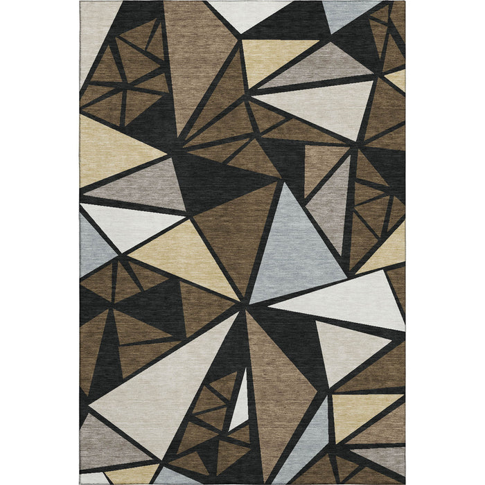 10' X 14' Geometric Washable Area Rug With UV Protection (681515) - Brown / Black / Ivory