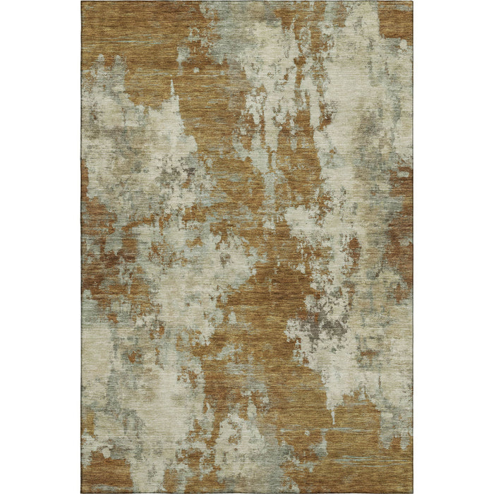 10' X 14' Abstract Washable Area Rug With UV Protection (716978) - Terra Cotta / Beige