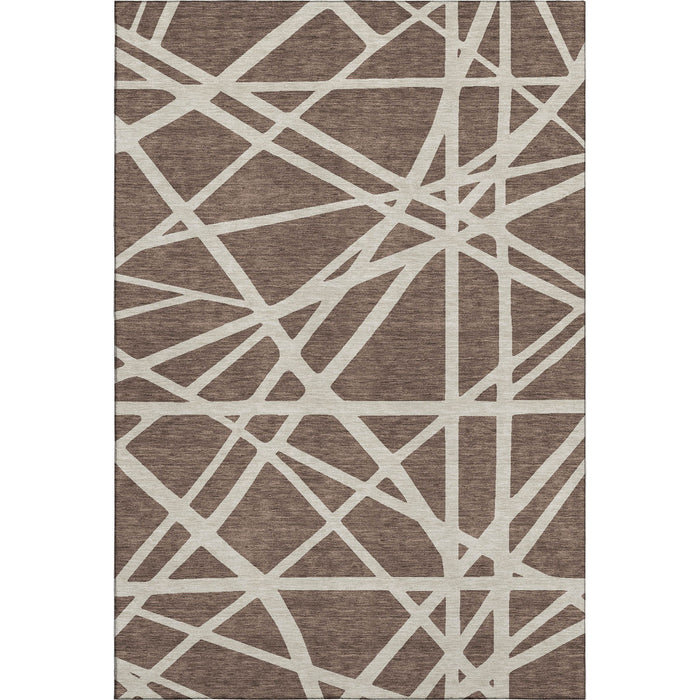 10' X 14' Geometric Washable Area Rug With UV Protection (681581) - Brown / Ivory