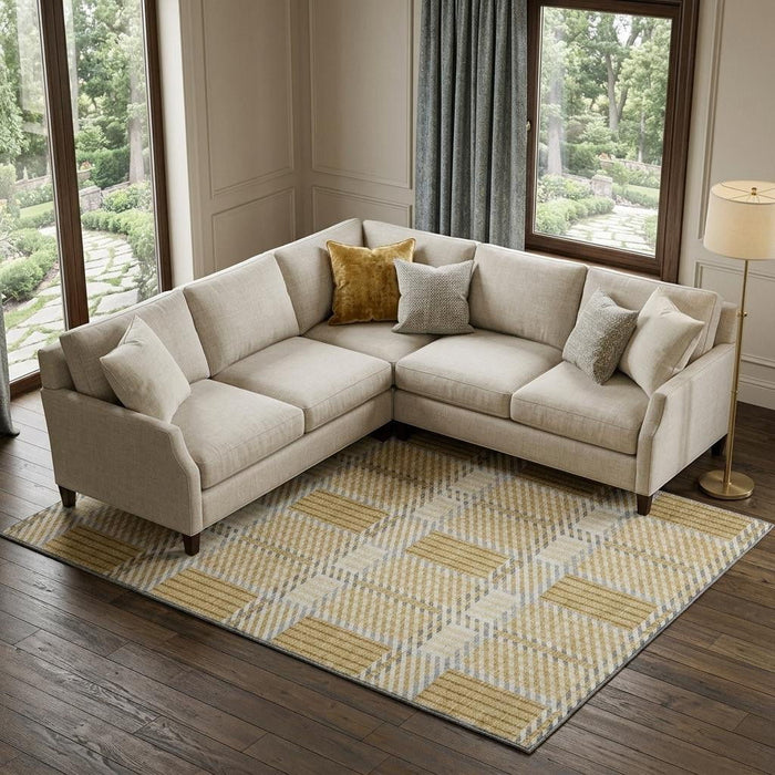 10' X 14' Plaid Washable Area Rug With UV Protection (678718) - Gold / Beige / Brown
