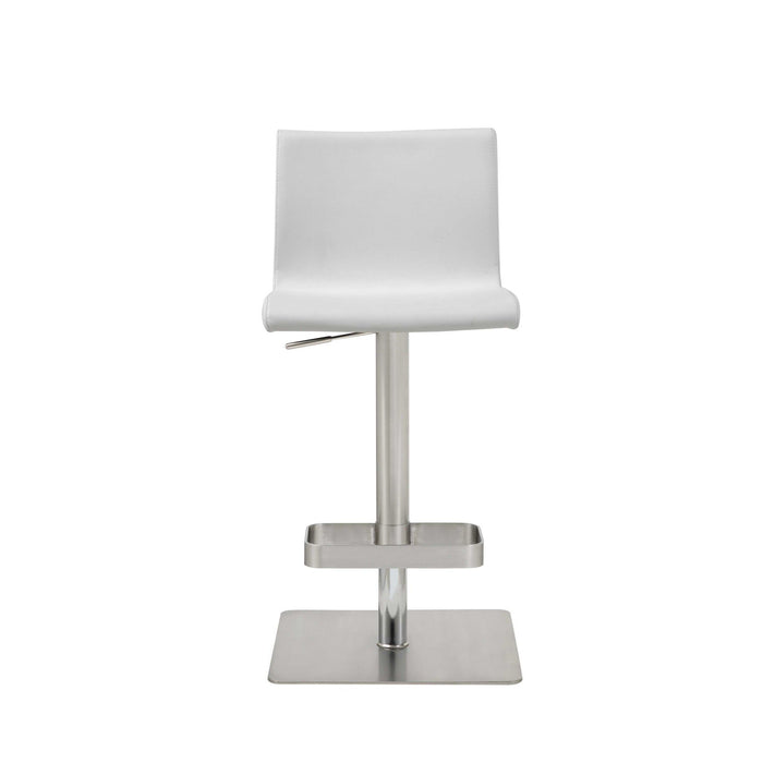 Stainless Steel Counter Height Bar Chair - White And Silver