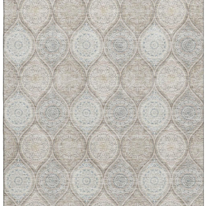10' X 14' Ogee Washable Area Rug With UV Protection (677130) - Taupe / Beige / Ivory