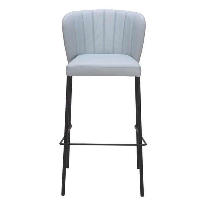 29" Faux Leather And Steel Bar Height Bar Chairs (Set of 2) - Gray And Black