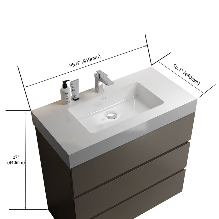 Giga Alice bathroom vanity with large storage, freestanding design, one-piece sink basin, modern style, without drain or faucet.
