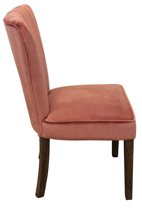 Upholstered Velvet Dining Parsons Chairs (Set of 2) - Blush / Brown