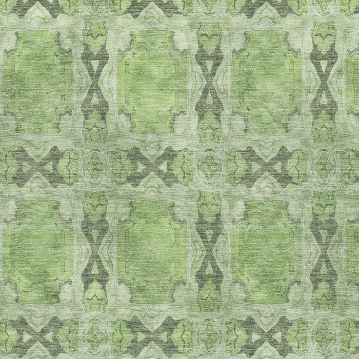 3' X 5' Floral Medallion Washable Area Rug With UV Protection (649487) - Green / Gray / Ivory