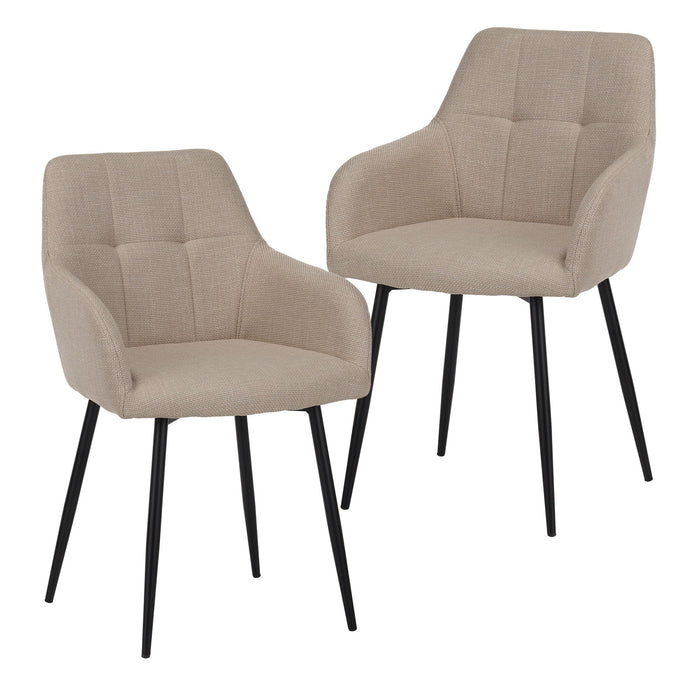 Set of two beige Giga dining chairs with backrests and wide seats, ideal for modern kitchen or dining room decor.
