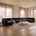 Beige Hammond velvet upholstered 8-piece U-shaped armless sectional sofa by Meridian Furniture, stationary living room furniture.