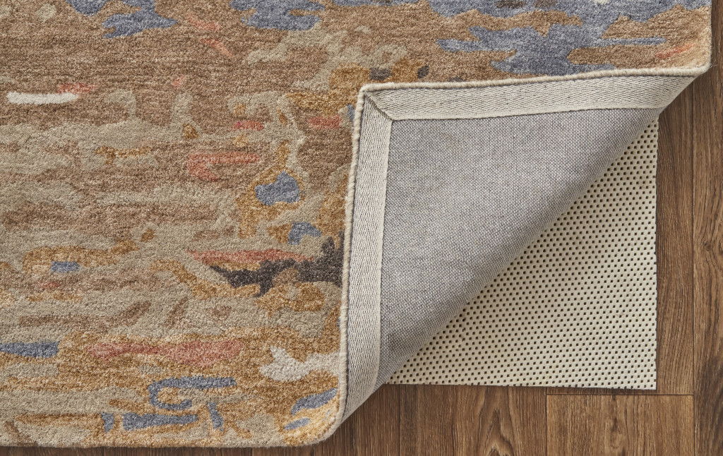 8' x 10' Wool Abstract Tufted Handmade Stain Resistant Area Rug - Tan And Blue
