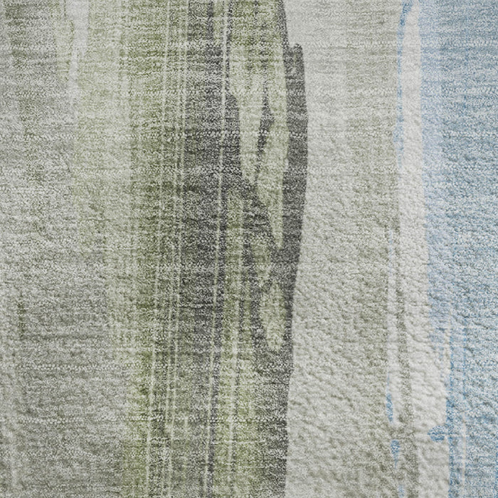 10' X 14' Abstract Washable Area Rug With UV Protection (705563) - Olive Green / Blue