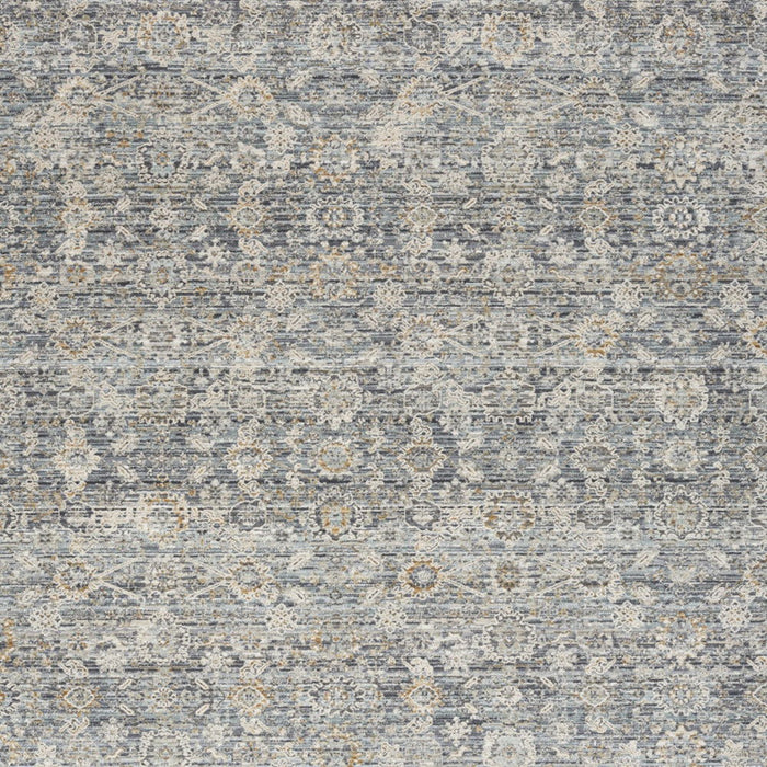 9' X 11' Floral Distressed Area Rug With Fringe (554757) - Charcoal / Brown / Ivory