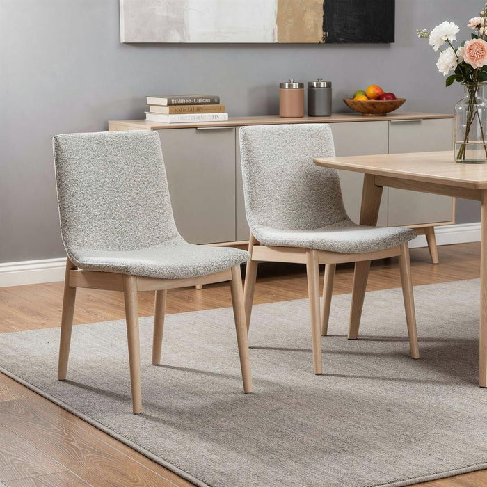 Upholstered Fabric Solid Wood Dining Side Chairs (Set of 2) - White