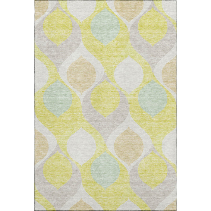 10' X 14' Ogee Washable Area Rug With UV Protection - Yellow