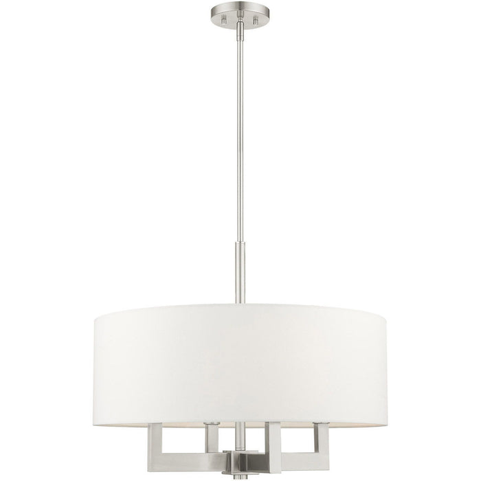 22'' Four Light Dimmable Chandelier With Shades - Nickel