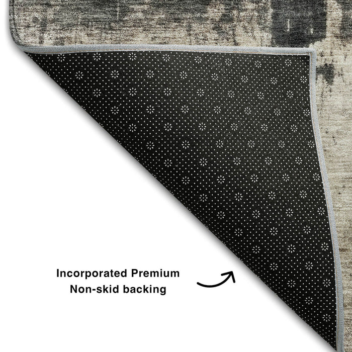10' X 14' Abstract Washable Area Rug With UV Protection (688419) - Taupe / Beige / Gray