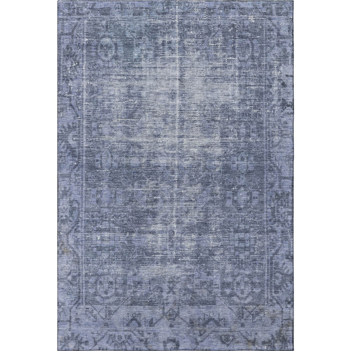 10' X 14' Oriental Washable Area Rug With UV Protection (691956) - Navy Blue / Silver