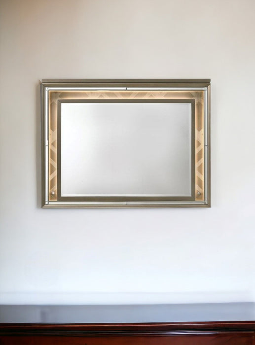 37" Lighted Framed Mounted Dresser Mirror - Champagne
