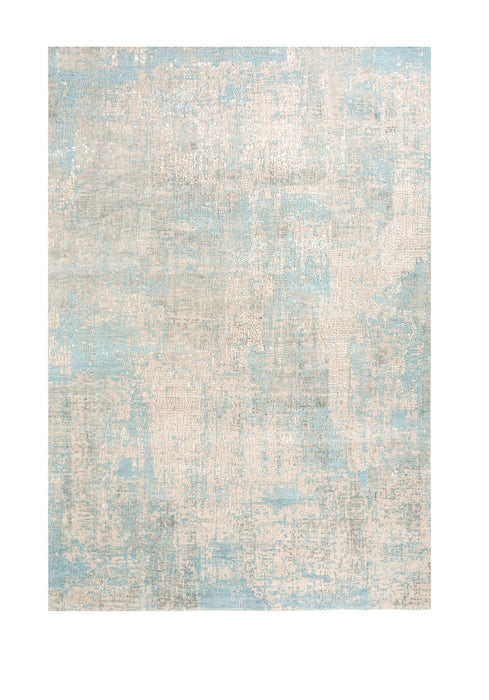 8' X 10' Abstract Hand Knotted Fabric Material Area Rug - Blue