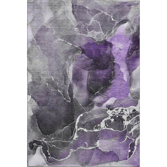 8' X 10' Abstract Washable Area Rug With UV Protection (646696) - Purple / Charcoal