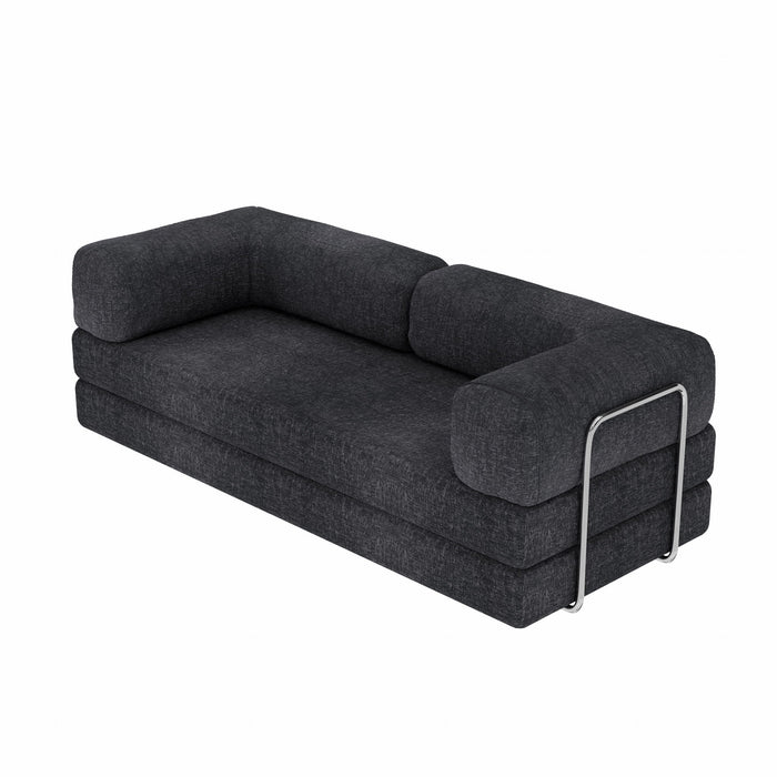 Chenille Convertible Futon Sleeper Sofa - Gray