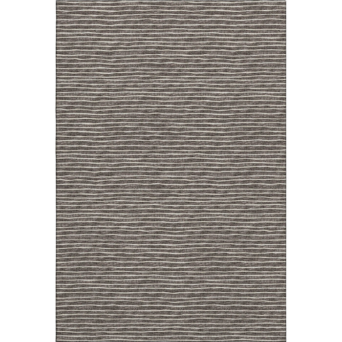 10' X 14' Striped Washable Area Rug With UV Protection (645199) - Chocolate / Ivory