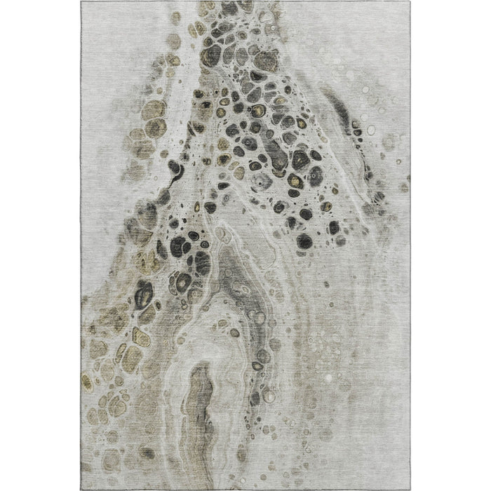 10' X 14' Abstract Washable Area Rug With UV Protection (708583) - Taupe / Gray / Silver