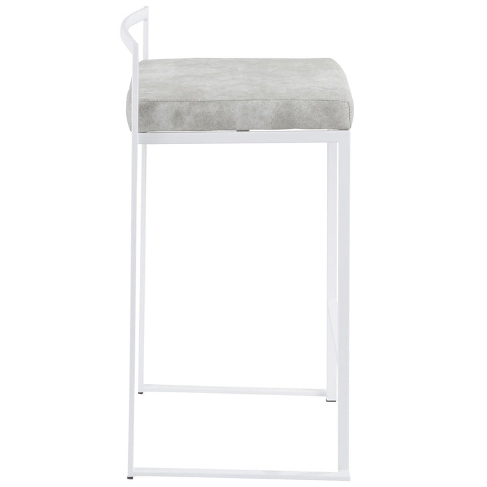 Fuji - Contemporary Stackable Counter Stool (Set of 2) - White Frame