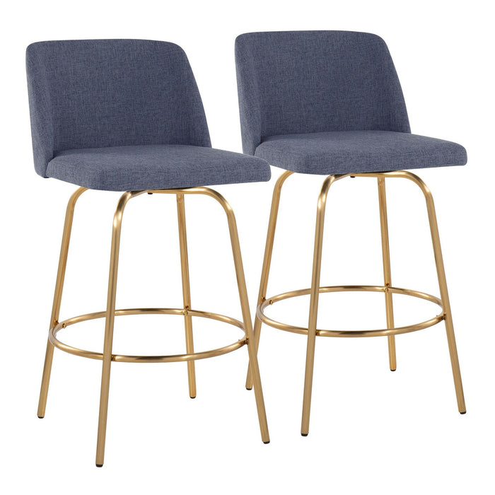 Toriano - 26" Fixed-Height Counter Stool (Set of 2) - Gold Base