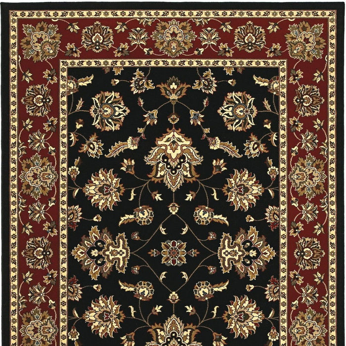 8' X 11' Floral Area Rug (574416) - Black / Red