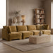 Meridian Furniture Hammond velvet performance fabric stationary sectional sofa with plush cushions and modern design.