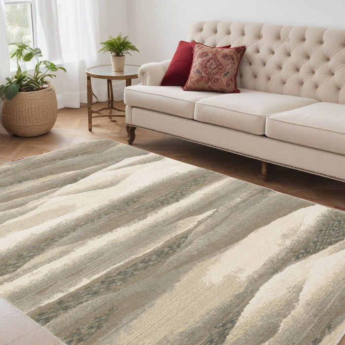 5.3' x 7.6' Abstract Power Loom Area Rug - Blue And Gray