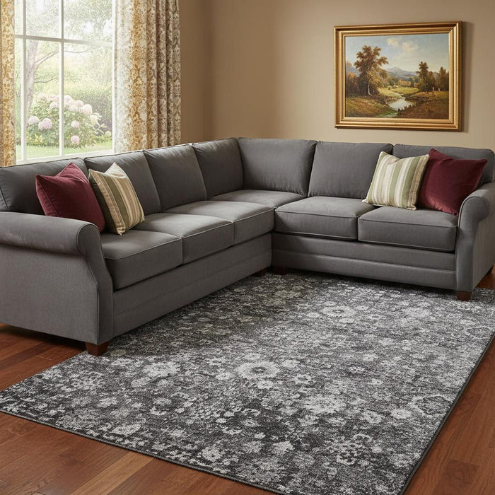 10' X 14' Oriental Washable Area Rug With UV Protection (653779) - Gray / Ivory
