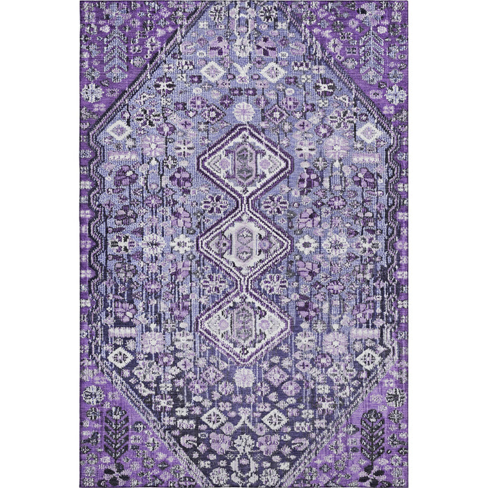 10' X 14' Geometric Washable Area Rug With UV Protection (705173) - Purple / Ivory