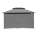 Giga 13 ft outdoor patio gazebo canopy tent with ventilated double roof, side wall, and detachable curtains in gray, ideal for gardens.