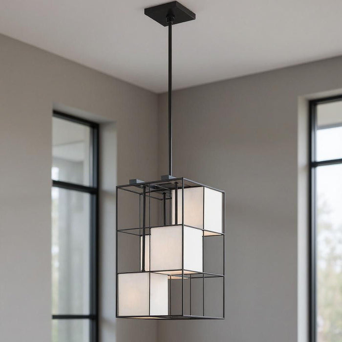 25" Four Light Dimmable Chandelier With Shades - Black