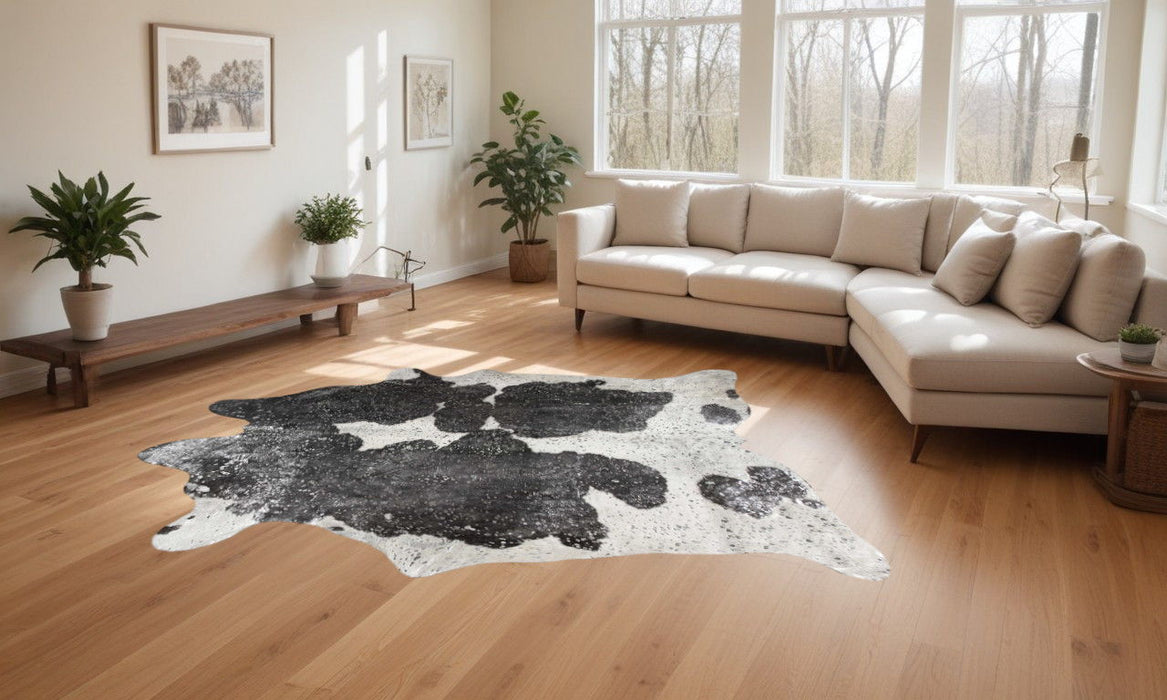 72" x 84" Cowhide Rug - Silver Black & White