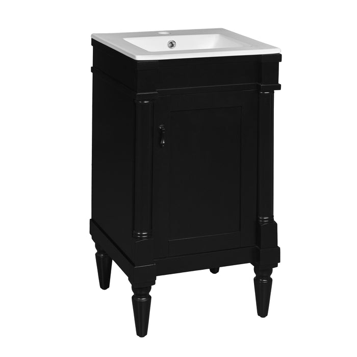 Giga bathroom vanity with drop-in sink, storage cabinet with door, in a compact freestanding design, showcasing clean lines and modern style.
