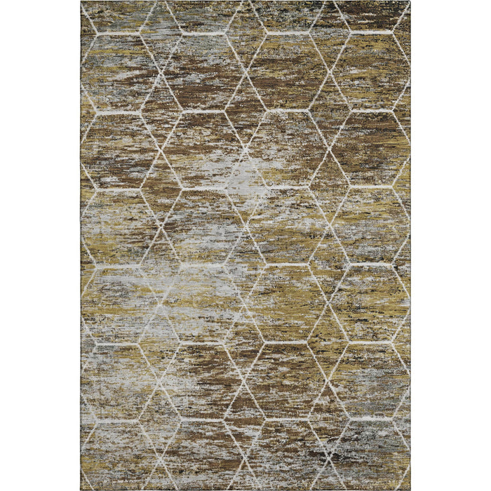 10' X 14' Geometric Washable Area Rug With UV Protection (699178) - Brown / Gold / Ivory