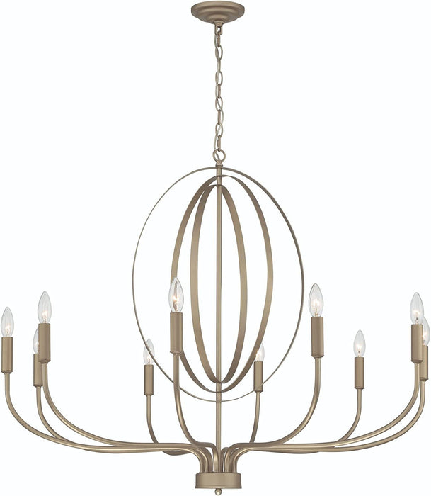 Candle Style Ten-Light Metal Dimmable Chandelier - Brass